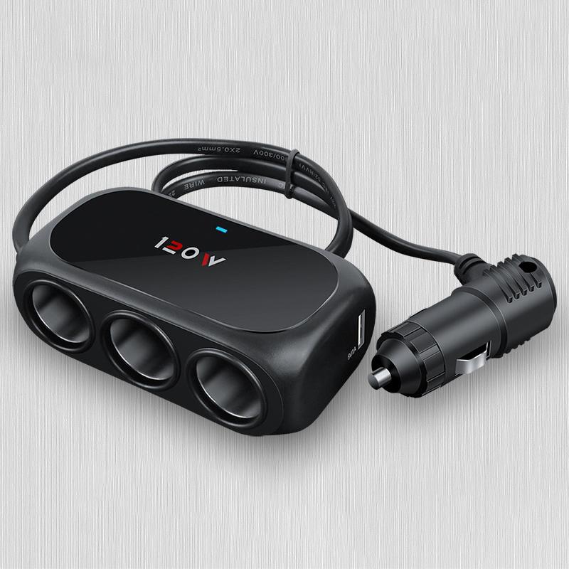 Divisore Accendisigari per Auto a 3 Prese Caricatore Rapido Dual USB per Auto 120W 12V 24V Adattatore Caricabatteria per Auto per Telefono GPS Dashcam