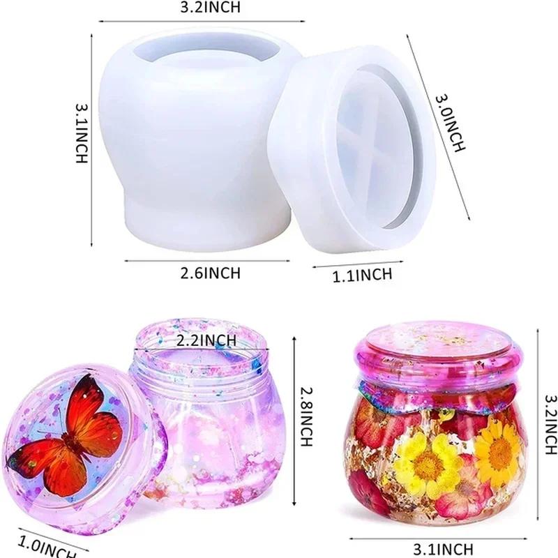 New Pudding Jar Storage Bottle Silicone Mold DIY Creative Candlestick Box Mold with Lid Epoxy Resin Casting Resin Mold