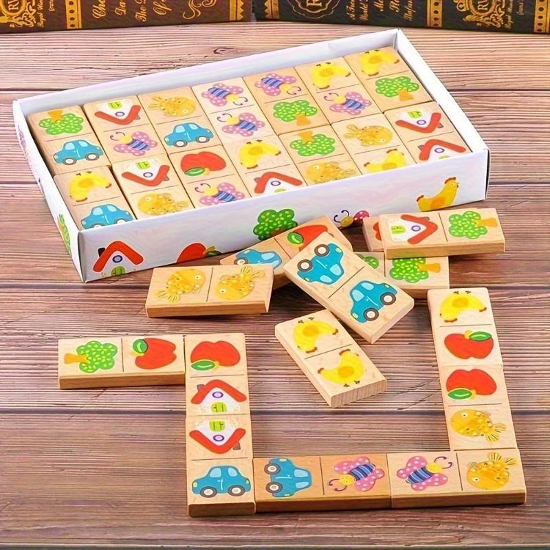 Wooden Domino Matching Educational Toy for Kids 1pcs разноцветный