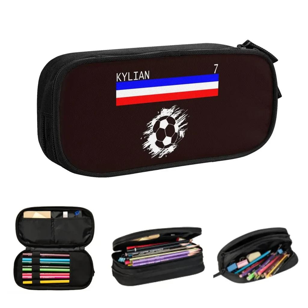 Kylian Mbappe Pencil Cases Big Capacity Pen Bags Pen Box Pencil Pouch For Boys Girls Students Stationery School Office