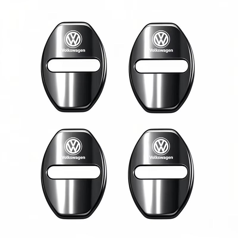 Lijk1 4Pcs Metal Car Door Lock Cover Protective Buckle Cover Sticker Tire Valve For VW GTI Polo Golf MK6 Passat Tiguan Arteon Jetta CC
