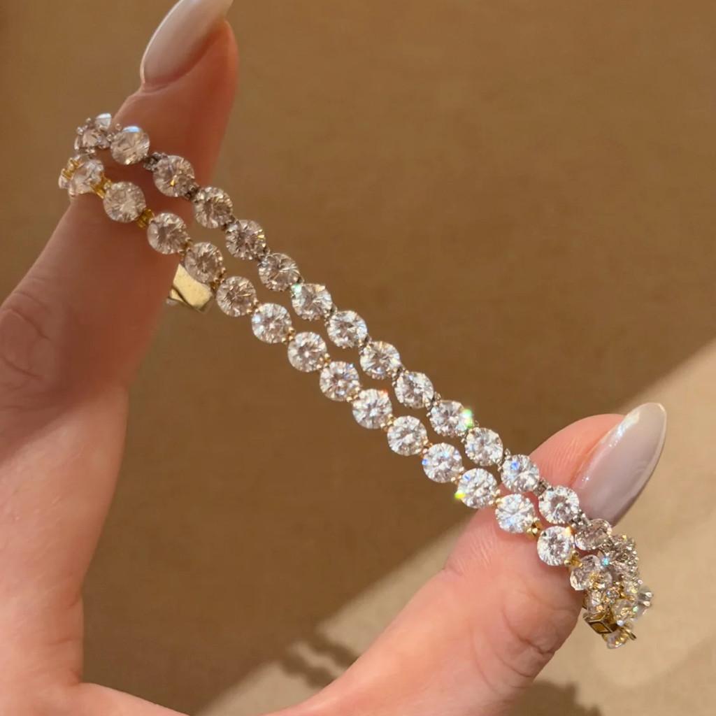 Geometric Zircon Round Bracelet For Women With Cubic Zirconia And Elegant Style