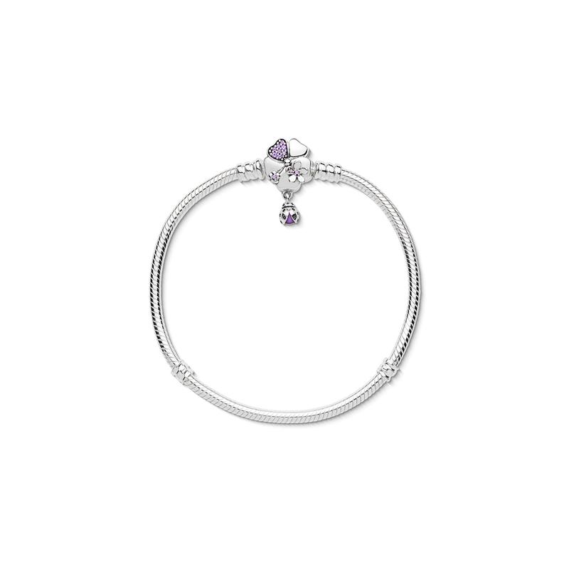 Pandora Flower Ladybug 925 Silver Bracelet Women's 597124NLC