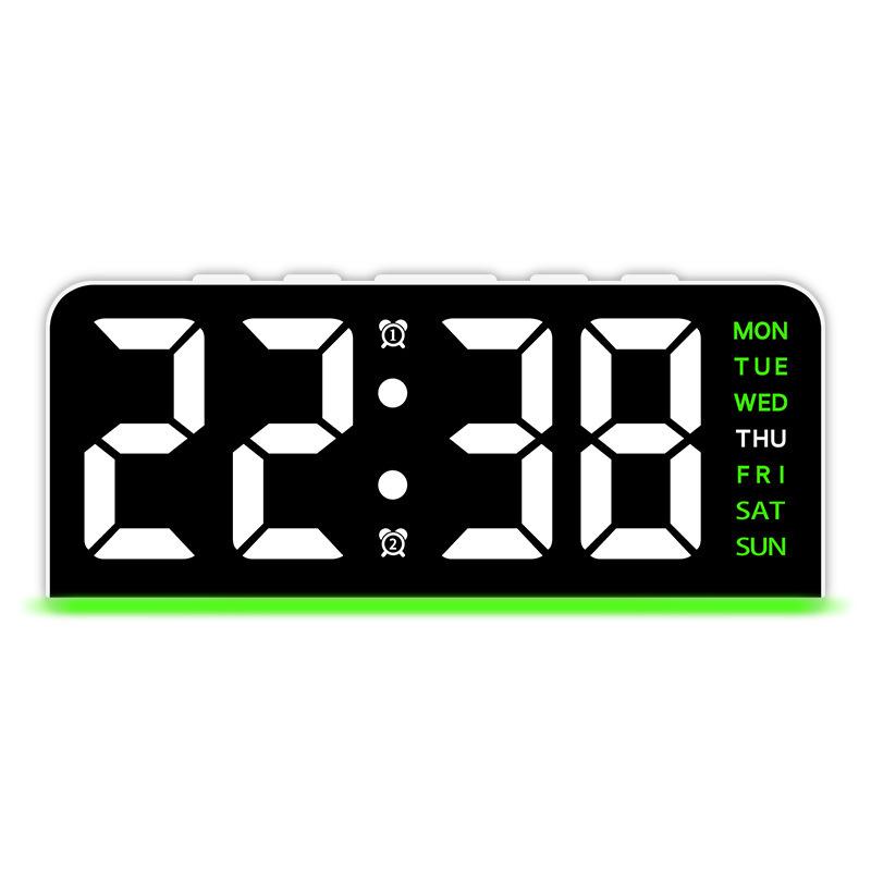 GH8033 Multi-Function LED Digital Alarm Clock: Large Character Display with Date and Atmosphere Light