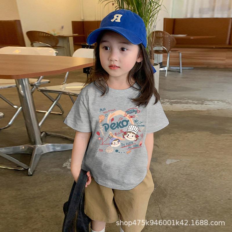 Kids Cotton Short Sleeve T Shirt Summer Thin Casual Round Neck Top Unisex Half Sleeve Tee
