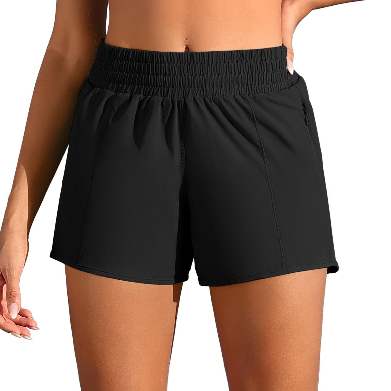 

Женские шорты для плавания Charmleaks с высокой талией, быстросохнущие шорты для плавания UPF 50+, плавки с подкладкой и карманами на молнии XL чёрный