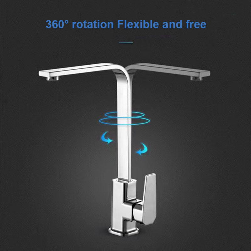 Black/Silver 360° Rotation Copper Alloy Kitchen Sink Hot Cold Taps Kitchen Faucet Deck Mounted Mixer Tap