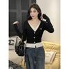 Women's Slim-Fit V-Neck Knitted Cardigan Sweater - Fake Two-Piece, Autumn/Winter 2025