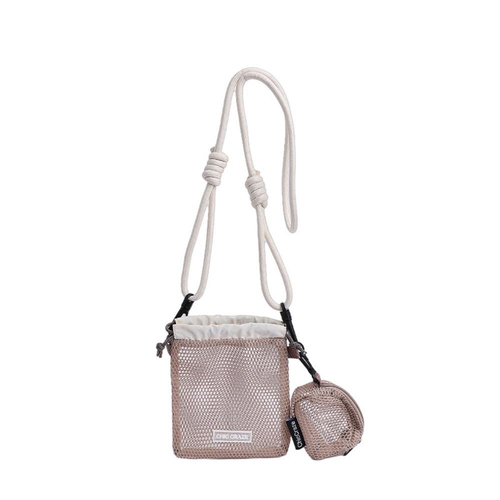 Sweet Drawstring Nylon Mesh Bag Crossbody Bag Korean Style Mesh Shoulder Bag Wallet With Purse Phone Bag Office Worker