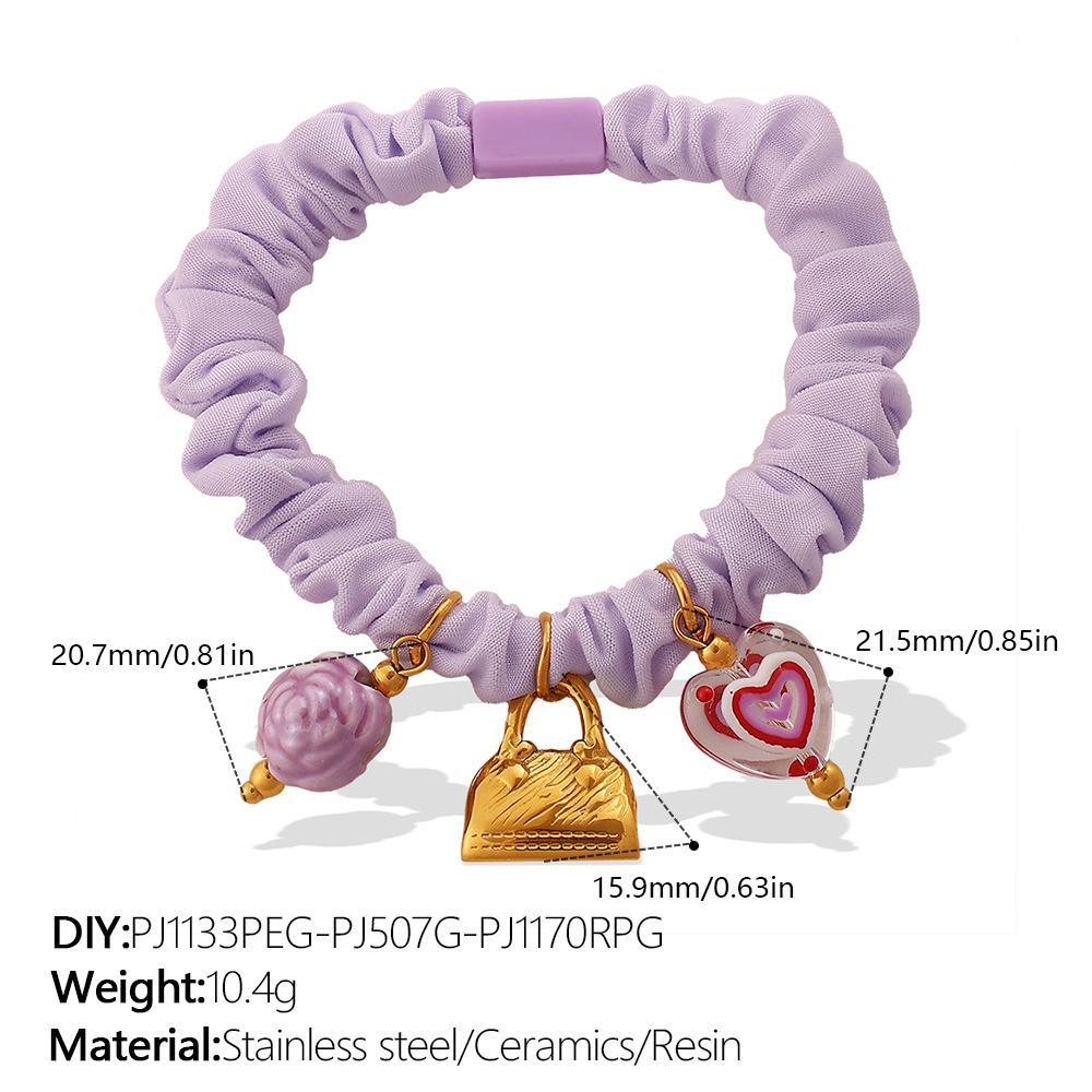 

European and American macaron color pleated hair band versatile flower cactus multi-pendant soft cute hair accessories