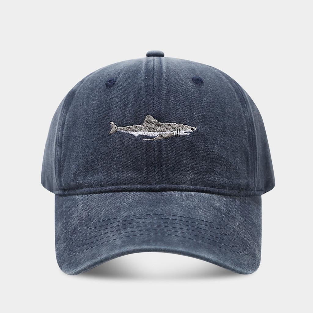 Vintage Haifisch Baumwoll-Baseballkappe Mit Stickerei Für Streetwear Und Sonnenschutz