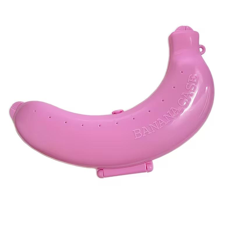 

Plastic Banana Protector Storage Box Fruit Container Lunch Case Portable Banana Keeper for Travel School Picnic Camping Use рожевий