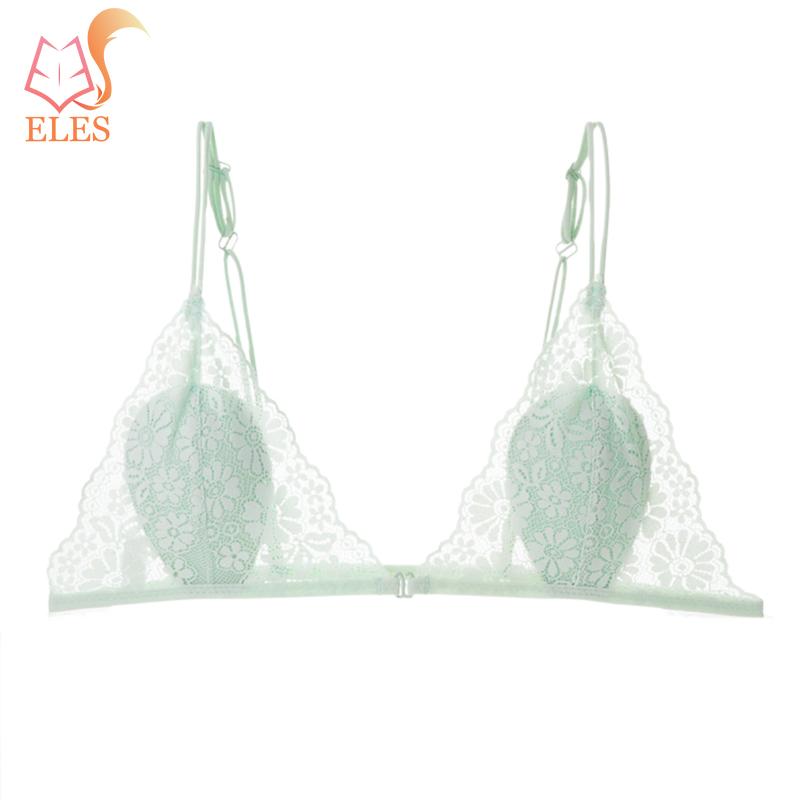 

Ультратонкий кружевной бюстгальтер на пуговицах спереди, французская треугольная чашка, для маленькой груди, без косточек, чистое желание, тонкие бретели, красивая спина XL зелёный