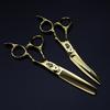 6.0 Inch Gold, Name Scissors, Curved Knives, Hair Scissors, Haircut Scissors, Flat Cut Tooth Scissors, Thin Scissors