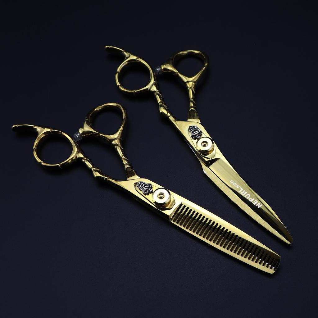 6.0 Inch Gold, Name Scissors, Curved Knives, Hair Scissors, Haircut Scissors, Flat Cut Tooth Scissors, Thin Scissors