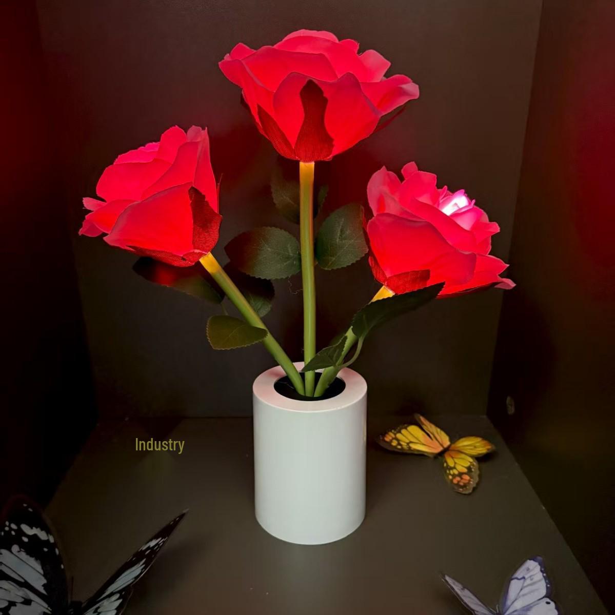 

Гардения Азалия Роза Аккумуляторный Ночник - Романтический Подарок Настольная Лампа на День Святого Валентина Three Head Rose - Blue