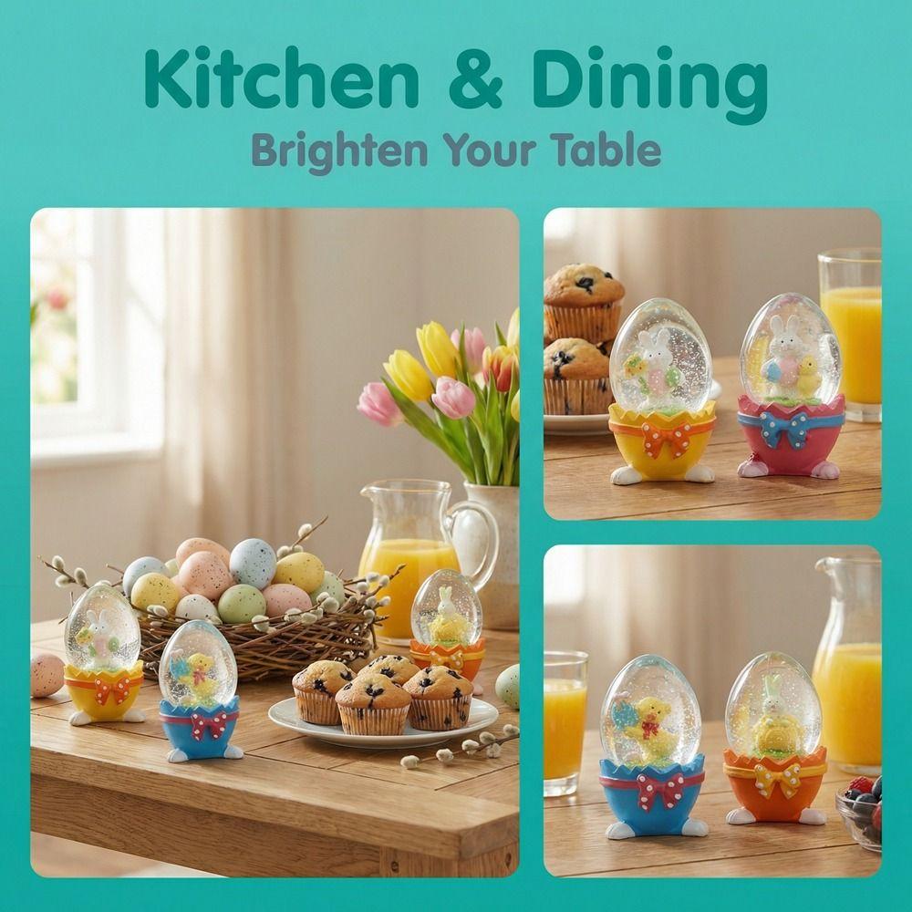 Resin Bunny Rabbit Figurine Glass Rabbit Hugging Eggs Snowball Easter Egg Ornament Gift Giving