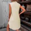 Summer new products are hot, lapel button split vest shirt dress women's models