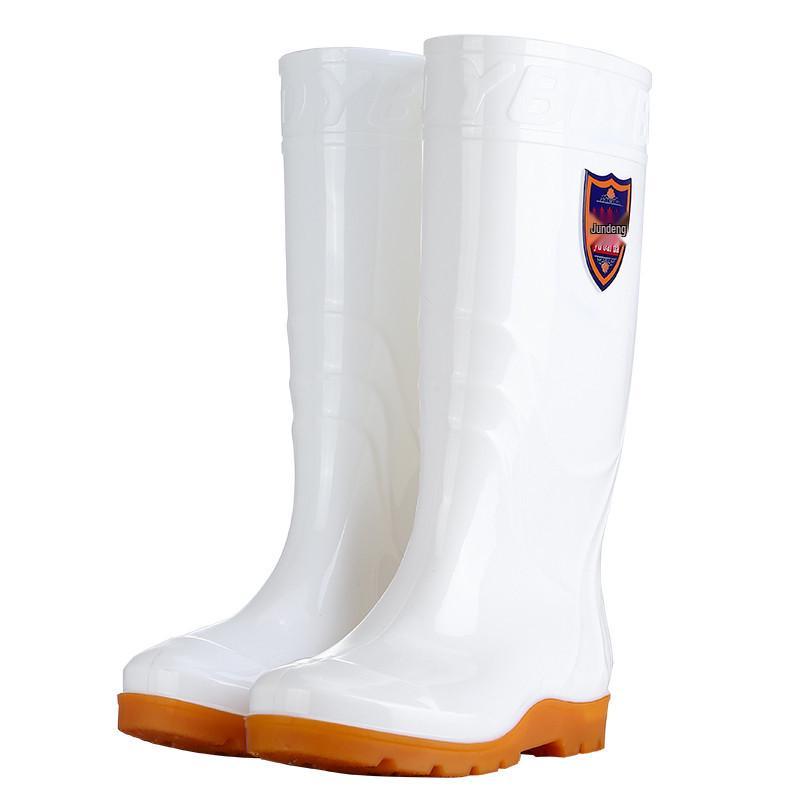 Military-Style Non-Slip White Rubber Boots for Men and Women - Thickened Wading Work Shoes