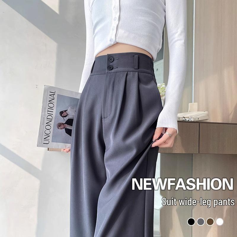 Summer 2025 Women's High-Waist Slim Fit Ice Silk Wide-Leg Pants