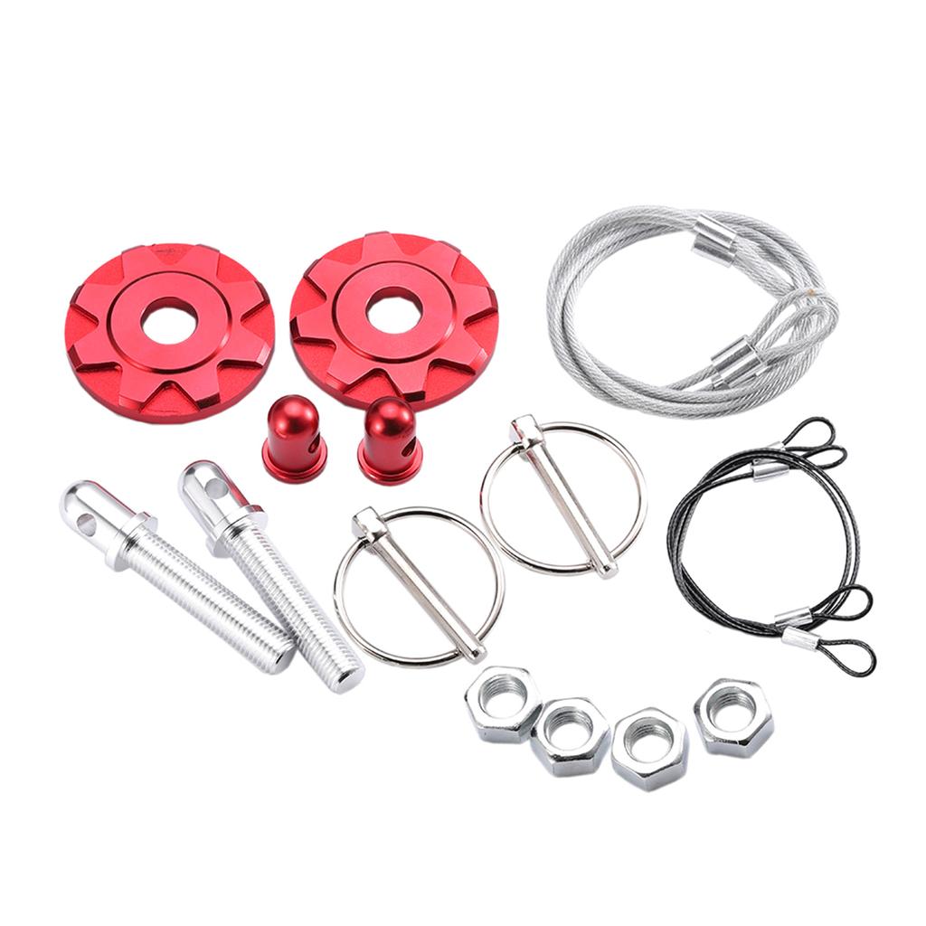 Aluminum Engine Hood Pin Plate Bonnet Lock Clip Kit Car Modification Accessory Quick Release Hood Bonnet Pin Lock