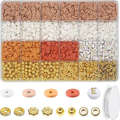Kit de fabrication de bracelet en argile et perles en argile tendre avec perles lettres et perles d'espacement dorées Bijoux DIY