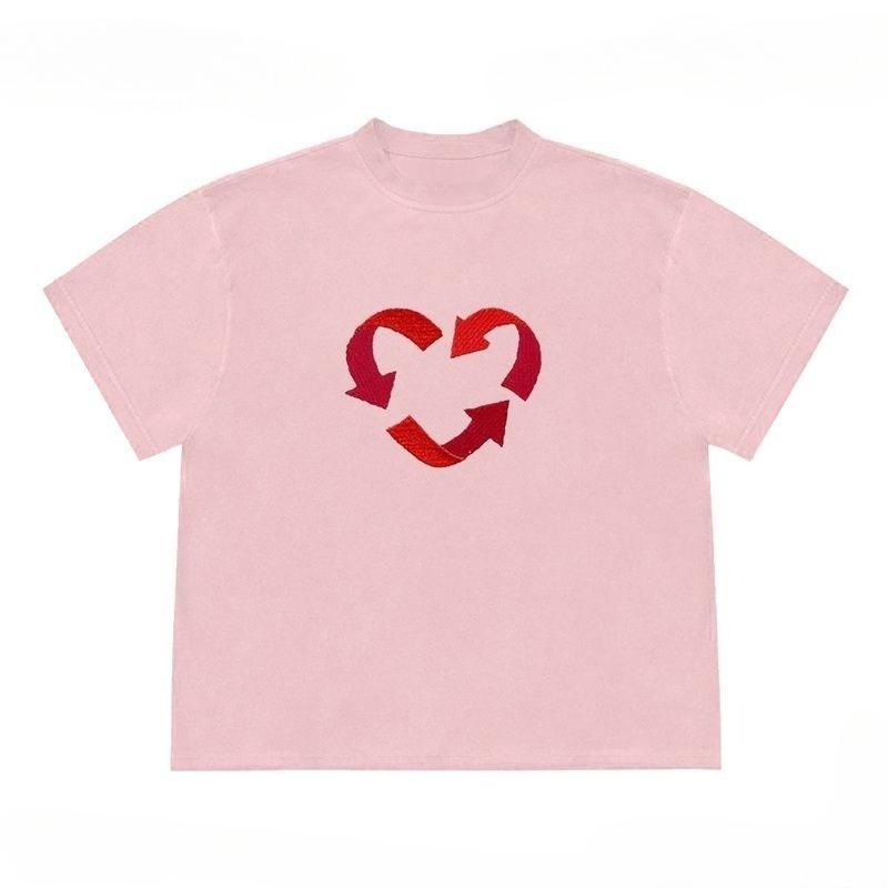 

Creative Arrows and Heart Graphic Print Autumn Pure Cotton Unisex T-shirt Short Sleeve Street Fashion Trend Clothing Kpop S