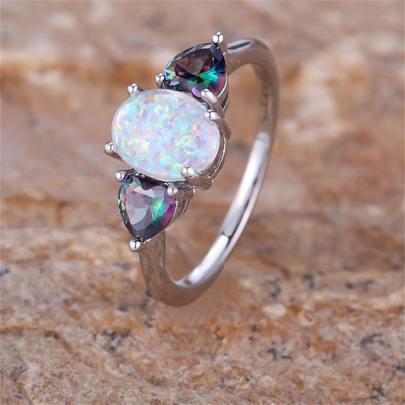Inele de Angajament cu Piatră Ovală Mare Inele Ou cu Opal Alb Foc Pentru Femei Inele de Căsătorie Aurii Vintage Bijuterii Accesoriu Minimalist