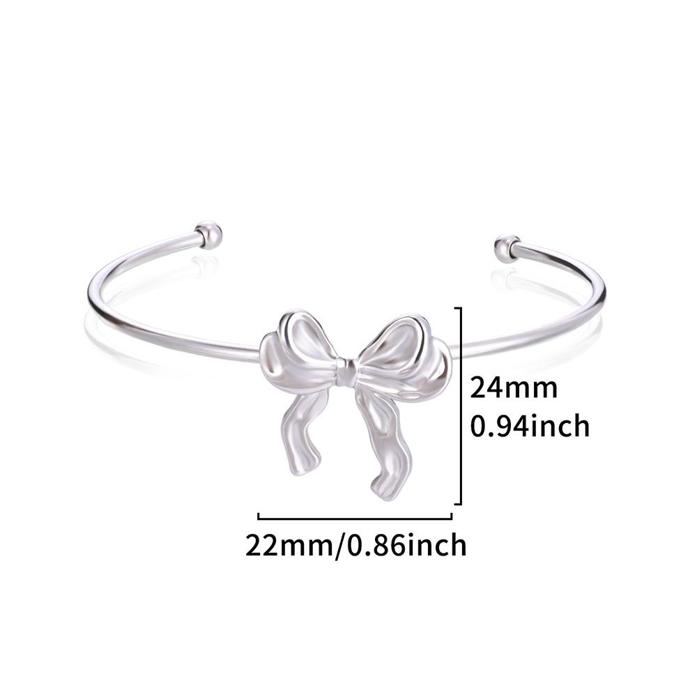 Bowknot Bangle Bracelet for Women Gold Color Stainless Steel Geometric Cuff Bangles Fashion Party Aesthetic Jewelry Gift