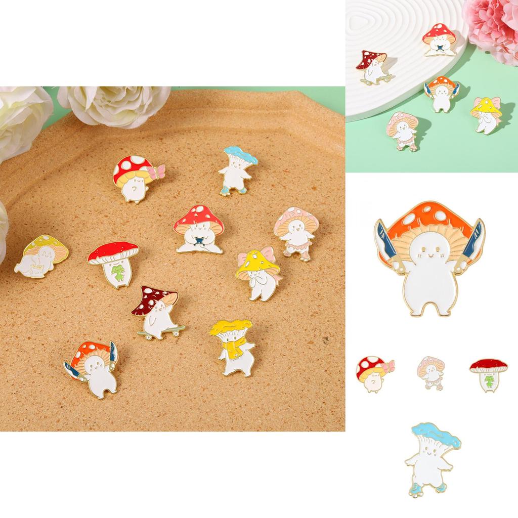 Adorable Mushroom Brooch Cute Metal Badge Fashion Accessory For Clothing And Bags