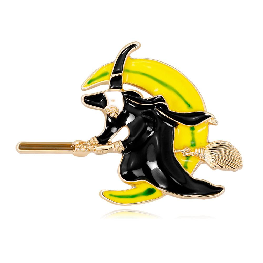 Women Fashion Unique Halloween Witch Brooch Lovely Exquisite Alloy Breastpin