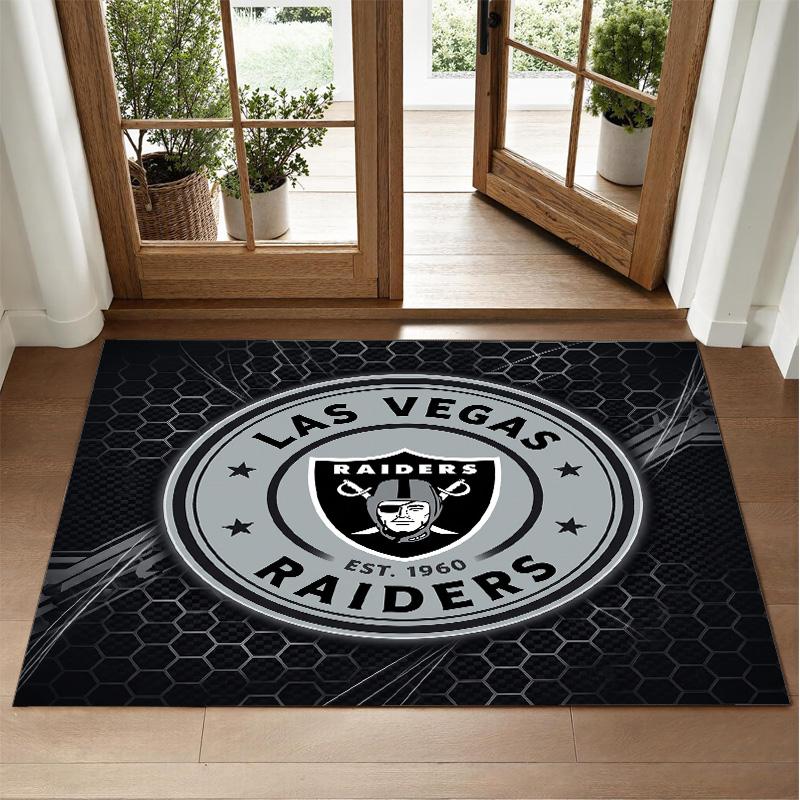 Las Vegas Raiders Design Crystal Velvet Rug Soft Decorative Mat for Bedroom Entrance