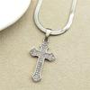 Christian Cross Rhinestones Pendant Necklace for Women Men Gold Color Stainless Steel Catholic Blade Chain Amulet Jewelry