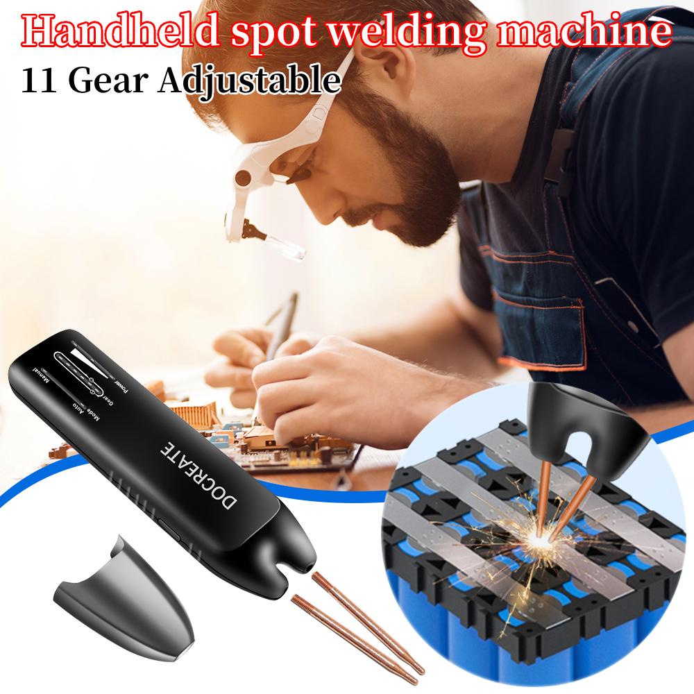 Handheld Spot Welding Machine 11 Gear Adjustable Automatic and Manual Modes Spot Welding Tool for 18650 Battery Nickel Sheets