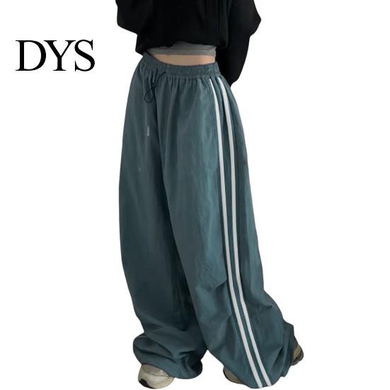 Weiche Bequeme Lässige Hosen Damen Cargohose Elastischer Bund Kordelzug Saum mit Taschen Seitenstreifen Weiter Beinschnitt Sport Streetwear