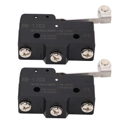 2PCS Micro Limit Switches Copper Conductor Silver Contact Hinge Roller Lever Switch NO+NC 250VAC