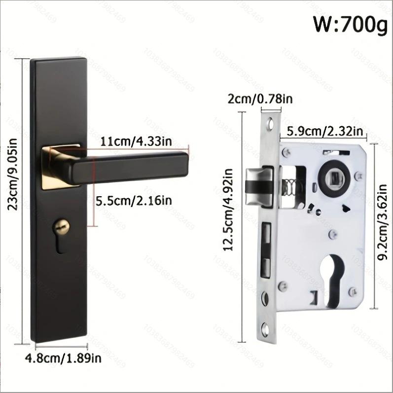Black Magnetic Silent Interior Door Lock Handle for Bedroom