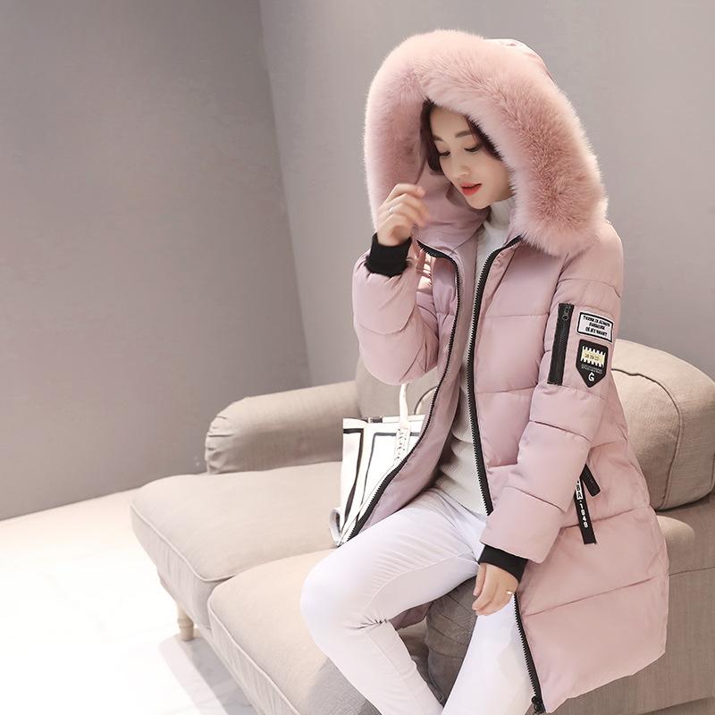 Winter New Korean Version Fashion Medium and Long Cotton Clothes Women's Large Size Slim Hooded Jacket