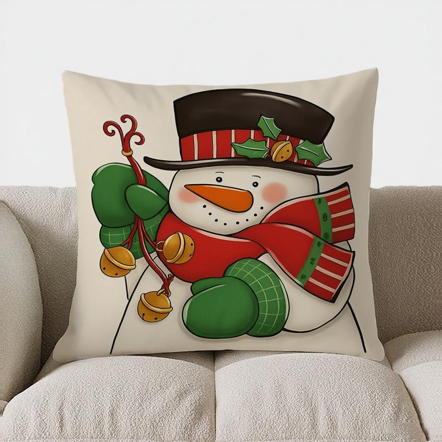 Home Decor Cute Santa Gnome With Gift Christmas Pillow Pattern Cushion Cover Suitable For Sofa Bedroom Car Pillow Cover