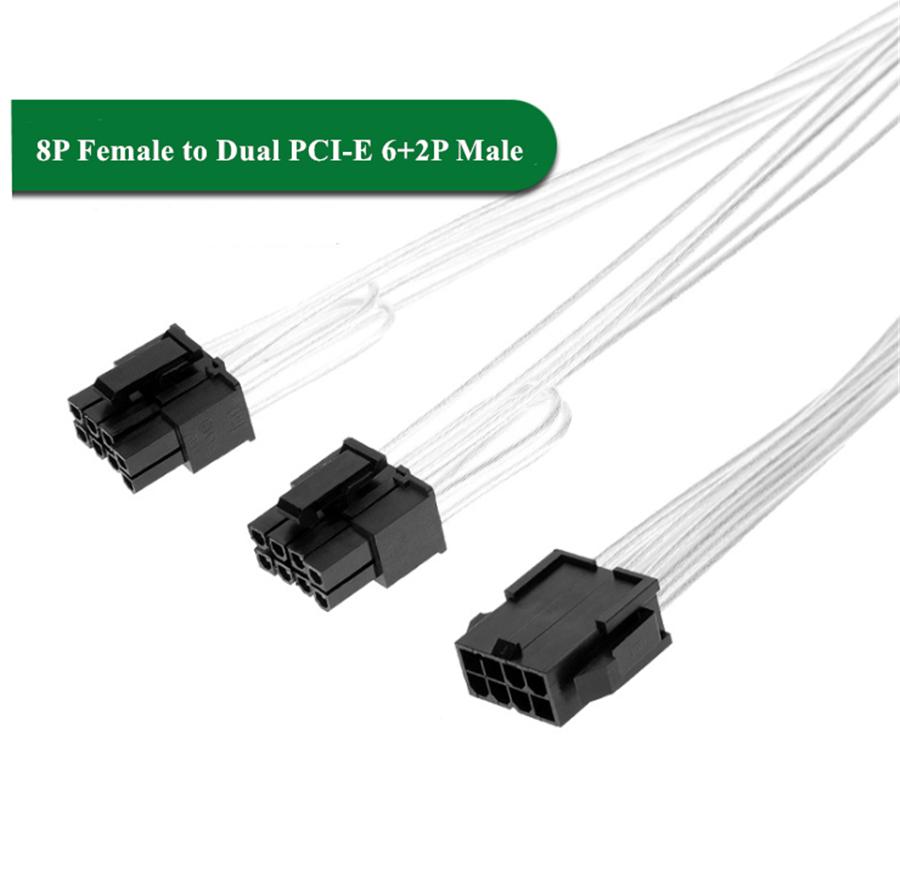 5 Pcs 20cm PCIe 8 Pin Female to Dual 6+2 Pin Male GPU Power Cable Splitter Cord