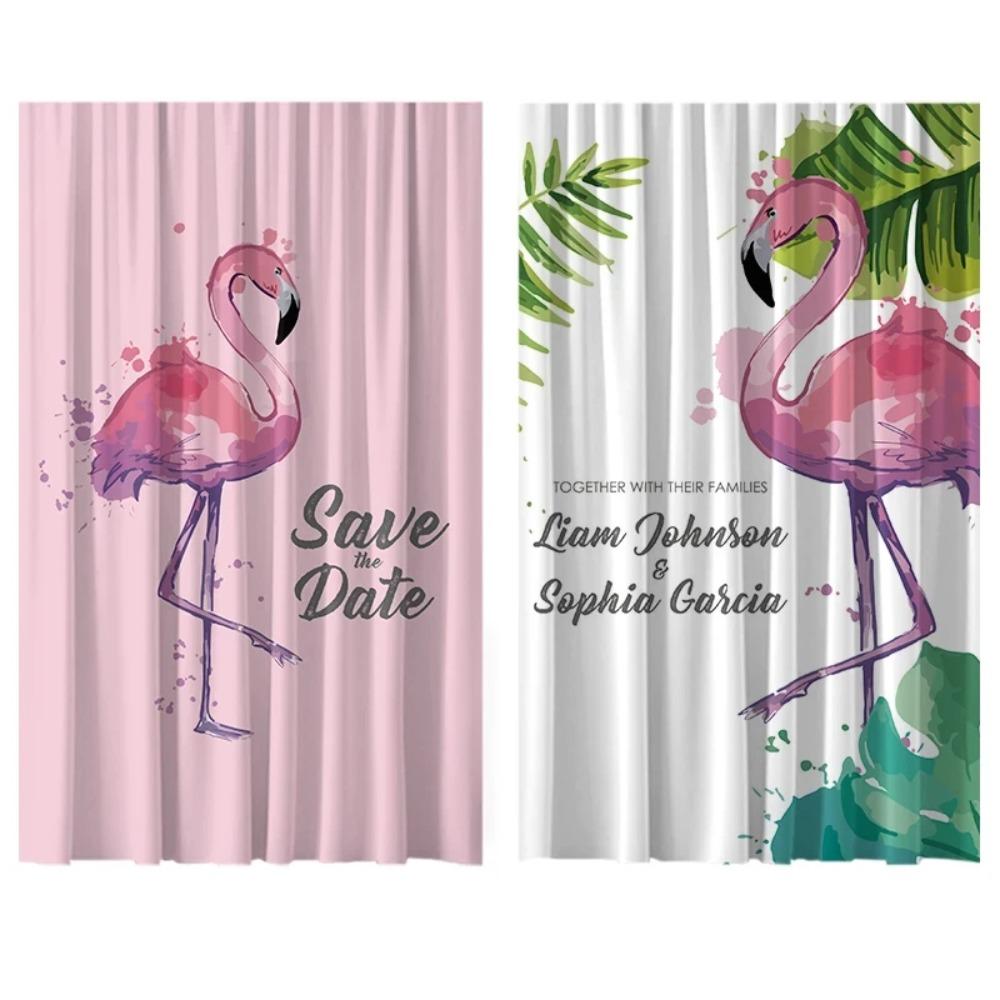 Nordic Ins Simple Flamingo Green Plant Living Room High Blackout Curtain Princess Chidren's Room Bay Window 2 Pieces Shading