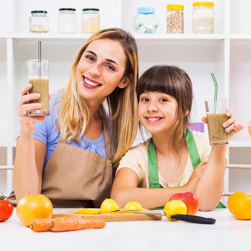 50 Stück bunte, 20 cm lange, wiederverwendbare Glasstrohhalme, umweltfreundliche Strohhalme für Smoothies, Trinkhalme für Cocktails, Trinkgeschirr, Barzubehör