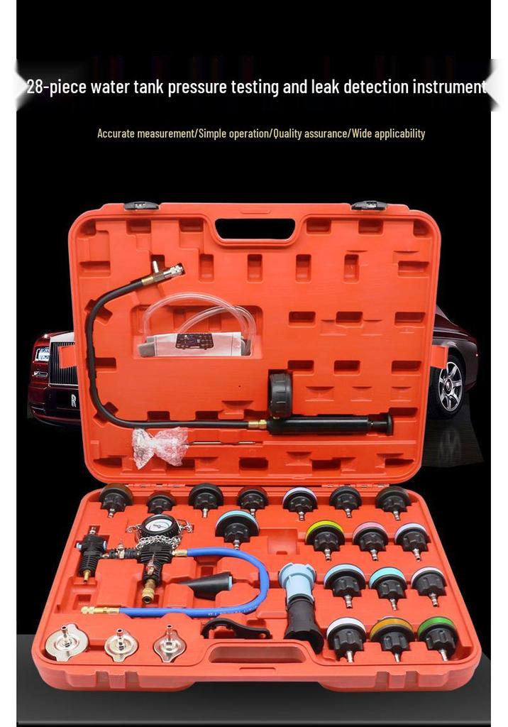 28-Piece Aluminum Alloy Radiator Leak Tester and Coolant Replacement Tool Set