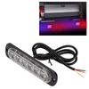 Car Warning Light, 4pcs 12-24V Car 6 LED Flash Strobe Emergency Warning Light Grille Flashing Light Bar (Blue/Red)