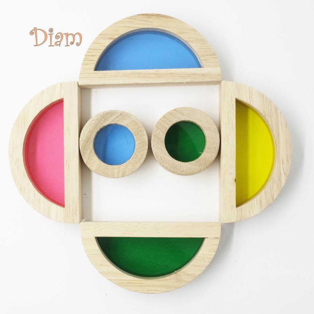 OBS Kids Preschool Montessori Colorful Wooden Building Blocks Toys Set Stacking Game