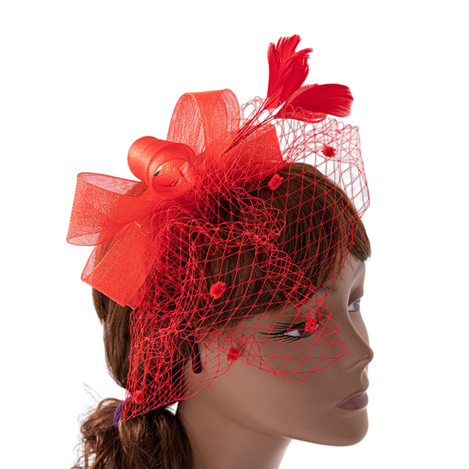 

Шляпа для чаепития, женская повязка на голову с бантом, чародеи с вуалью, шляпа-таблетка дерби, коктейльная шляпа для чаепития, вуаль, сетка красный
