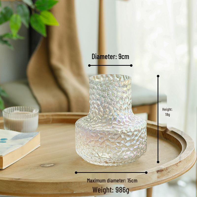 Luxury Hammered Glass Vase: Round Flower Vase & Living Room Ornament for Hydroponics