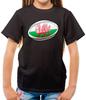 Welsh Flag Rugby Ball - T-Shirt - Wales Dragons League Union Fan