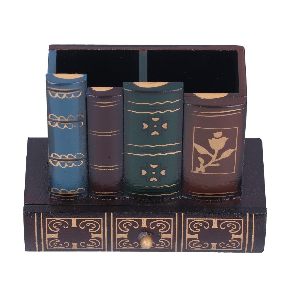 Dark Brown Desktop Stationery Organizer 5.91 X 5.31 X 2.56in Pen Storage Cup Bedroom