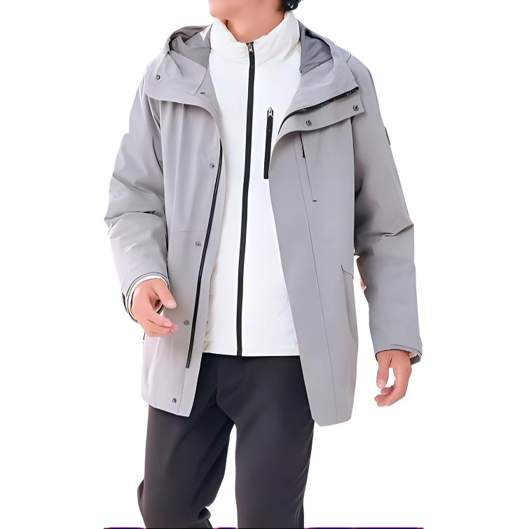 Skechers Solid Color Outdoor Warm Two-Piece Jacket Men jackets Quiet-Gray L423M169-00AV